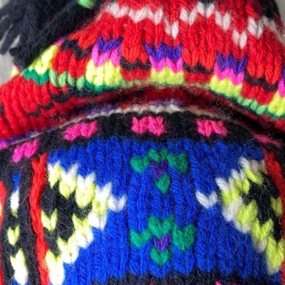 Ralph Lauren Neon Fair Isle Lambswool Knit Ski Cap - Picture 3 of 6